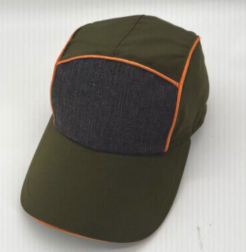 0103018 - BASEBALL 7 SPICCHI IN TESSUTO IMPERMEABILE, PIPING ARANCIO FLUO, CON ELASTICO SUL RETRO - 100% POLIESTERE - VERDE OLIVA-ARANCIO FLUO - CF 6 PZ