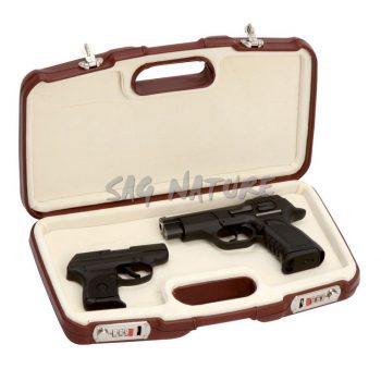 0901041 - 2018S-PL VALIGIA IN ABS PER PISTOLA CM 35,5X17X6,5 CON  INT. VELLUTO E RIVESTITRA PELLE - NEGRINI