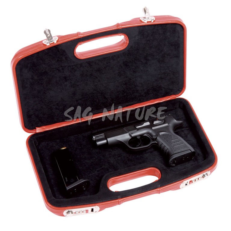 0901046 - 2028S-PL VALIGIA IN ABS PER PISTOLA VERSIONE CON INTERNO IN VELLUTO E RIVESTITA IN PELLE - CM 32,5X16,5X7 - NEGRINI