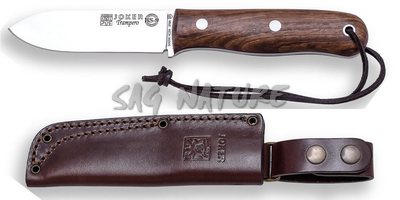 1201242 - COLTELLO BUSHCRAFT E CACCIA JBS9 TRAMPERO ACCIAIO SANDVIK 14C28N MANICO NOCE LAMA 10 CM PESO 185 GR - COMPLETO DI FODERO PELLE - JOKER CN113