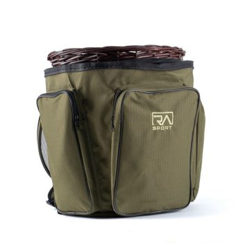 1708046 - GERLA PER FUNGHI CON CESTO IN VIMINI, ESTERNO IN RIPSTOP TELO IMPERMEABILE INCORPORATO E 3 TASCHE ESTERNE COLORE VERDE - CM 45X45 - ART. RD25Z VERDE