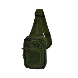 1708031 - MARSUPIO MONOSPALLA IN 600D POLYESTERE MULTI COMPARTI CON PORTAPISTOLA INTERNO COL. VERDE O NERO CM 28X19X13 - ART. MR06