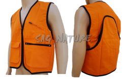0102001 - GILET ARANCIONE ALTA VISIBILITA' COTONE 100% - DUE TASCHE ANTERIORI CON ZIP E PATTA E TASCHINO PORTA RADIO - TASCAPANE - SAG NATURE - TG S ALLA TG 5XL