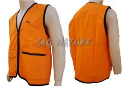 0102002 - GILET ARANCIONE ALTA VISIBILITA' IN COTONE 100% - DUE TASCHE ANTERIORI CON ZIP E PATTA  E TASCHINO PORTARADIO - SAG NATURE - TG S ALLA TG 5XL