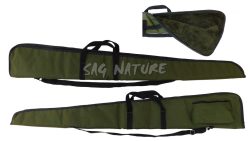 0301058 - FODERO PER FUCILE IN CORDURA VERDE ZIP INTERA IMBOTTITO CON PELLICCIA VERDE, CON TASCA LATERALE, TRACOLLA E BORDO NERO - SAG NATURE