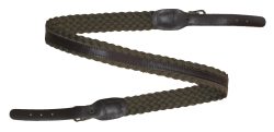 0303010 - BRETELLA PER FUCILE IN COTONE INTRECCIATO VERDE O MARRONE CON RIPORTO IN PELLE - LARGHEZZA 30 MM - SAG NATURE