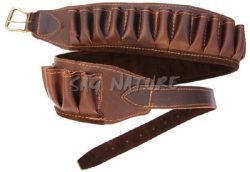 0305001 - CARTUCCIERA IN CUOIO INGRASSATO RIVESTITA CAMOSCIO 30 CELLE - TUTTI I CALIBRI - SAG NATURE