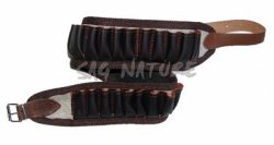 0305003 - CARTUCCIERA IN CANAPONE CON PELLE RIVESTITA IN CAMOSCIO 30 CELLE - TUTTI I CALIBRI - SAG NATURE