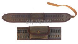 0305006 - CARTUCCIERA IN PELLE NABUK CON MARSUPIO PER CARABINA - ALTEZZA 10,70 CM FINO A 300 WIN MAG - SAG NATURE