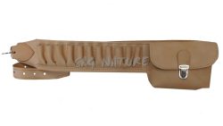 0305033 - CARTUCCIERA IN PELLE VACCHETTA NABUK CON MARSUPIO CENTRALE 14,5X10,5 CM - 25 CELLE - TUTTI I CALIBRI - SAG NATURE