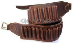 0305039 - CARTUCCIERA IN PELLE CERATA RIVESTICA CAMOSCIO 30 CELLE - TUTTI I CALIBRI - SAG NATURE