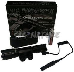 0801128 - TORCIA-LAMPADA COMPLETA DI ATTACCO WEAVER + BATTERIA RICARICABILE 18650 + CARICABATTERIA DA MURO + CONTROLLO REMOTO - LOWCOSTLAMP