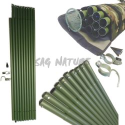 1005005 - KIT 10 ASTE IN ALLUMINIO PER COLOMBACCIO 12 METRI - DIAM. 30MM + FODERO + RACCHETTA + PUNTALE + CARRUCOLA + GANCIO - SAG NATURE