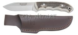 1201003 - COLTELLO CON MANICO IN CORNO DI CERVO LAMA IN MOLIBDENO VANADIO 9,5 CM PESO 188 GR - COMPLETO DI FODERO CUOIO - JOKER CC85