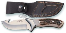 1201015 - COLTELLO CON SCUOIATORE CON MANICO IN CERVO LAMA 10 CM IN ACCIAIO 440 PESO 244 GR - COMPLETO DI FODERO - JOKER CC05