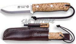 1201041 - COLTELLO BUSHCRAFT PER SOPRAVVIVENZA BS9 NORDIC ACCIAIO SANDVIK 14C28N MANICO BETULLA RICCIA LAMA 10,5 CM PESO 160 GR - CON FODERO PELLE CON ACCIARINO - JOKER CL115-P