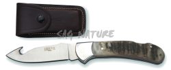 1201810 - COLTELLO CON SCUOIATORE CON MANICO IN CORNO DI CERVO LAMA 9 CM PESO 135 GR - COMPLETO DI FODERO - JOKER NK50