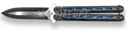 1203018 - COLTELLO BUTTERFLY CON INSERTI BLU SUL MANICO LAMA 9,5 CM - JKR509
