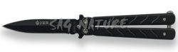 1203023 - COLTELLO BUTTERFLY CON MANICO INSERTI NERI LAMA 7,5 CM - JKR511