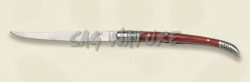 1203112 - COLTELLO STILETTO VIROLA ACCIAIO INOX CON MANICO LEGNO ROSSO LAMA 9 CM - JKR169