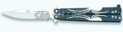 1203127 - COLTELLO BUTTERFLY IN ALLUMINIO CON MANICO DECORATO LAMA 9,5 CM - JKR343