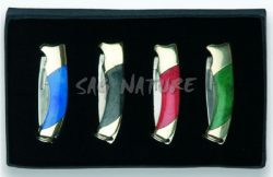 1203158 - SET 4 COLTELLI MANICI COLORATI VIROLA INOX LAMA 2,5 CM - JKR195