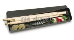 1301126 - KIT PULIZIA FUCILE IN SCAT. PLAST. C/BACCHET. LEGNO VERNIC. A 3 PEZZI DIAM. 13 MM, SCOVOLI LANA, SETOLA E ACCIAIO A ELICA