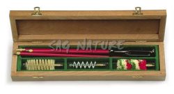 1301129 - KIT PULIZIA FUCILE IN SCAT. LEGNO VERNIC. C/BACCHET. ACCIAIO PLASTIF. DIAM 7 MM - A 3 PEZZI, SCOVOLI LANA, SETOLA E BRONZO A ELICA