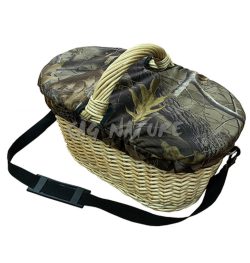 1708075 - CESTO PORTA FUNGHI IN VIMINI INTRECCIATO CHIUSURA IN TESSUTO CON ZIP CM 45X25X23 ART. RD27Z