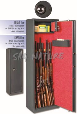 2301014 - CASSAFORTE/ARMADIO BLINDATO MOD. GH500 LUX - 10/11 POSTI FUCILI - CM 150X50X30 - COL. GRIGIO - KG 110 - C/TESORETTO E MOQUETTE ROSSA INTERNA - GRIFFON