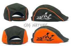 2903002 - CAPPELLO COPPOLA CON RICAMO COPPIA SETTER - VERDE O VERDE E ARANCIONE - LA NUOVA REGINA