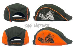 2903011 - CAPPELLO COPPOLA CON RICAMO SETTER E BECCACCIA - VERDE O VERDE E ARANCIONE - LA NUOVA REGINA