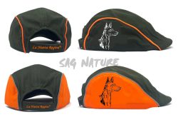 2903015 - CAPPELLO COPPOLA CON RICAMO PODENCO O SEGUGIO DA CONIGLIO - VERDE O VERDE ARANCIONE - LA NUOVA REGINA