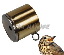 4202007 - RICHIAMO TORDO AMORE IN OTTONE CON CASSA DI RISONANZA ALTEZZA 2 CM DIAMETRO 2 CM  - IN BLISTER PLASTICA