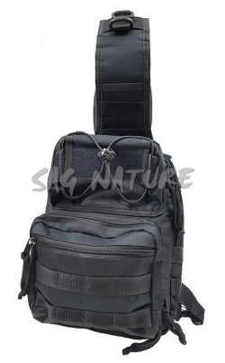6201007 - ZAINO MONOSPALLA CON 2 COMPARTI INTERNI - 3 TASCHE ESTERNE - TACTICAL - MIS. 30X26X15 CM - SAG NATURE