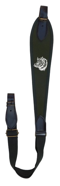 6203003 - BRETELLA/TRACOLLA VERDE PER CARABINA CON ANTISCIVOLO E RICAMO CINGHIALE WHITE - SAG NATURE