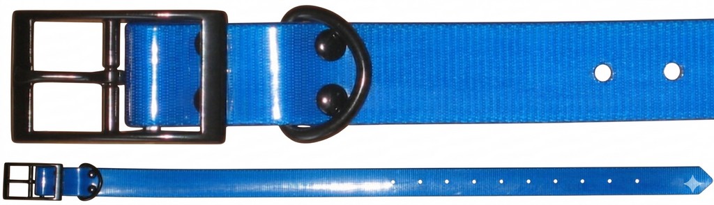 0804065 - COLLARE BLU FLUORESCENTE 100% TPU - LUNGHEZZA 60 CM - LARGHEZZA 2.5 CM - SPESSORE 3.0 MM