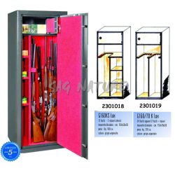 2301019 - CASSAFORTE/ARMADIO BLINDATO MOD. G160/70K LUX - 12/24 POSTI FUCILE - CM 150X70X50 - COL. GRIGIO - KG 210 - C/TESORETTO E RIPIANI LATERALI E MOQUETTE ROSSA INTERNA - GRIFFON