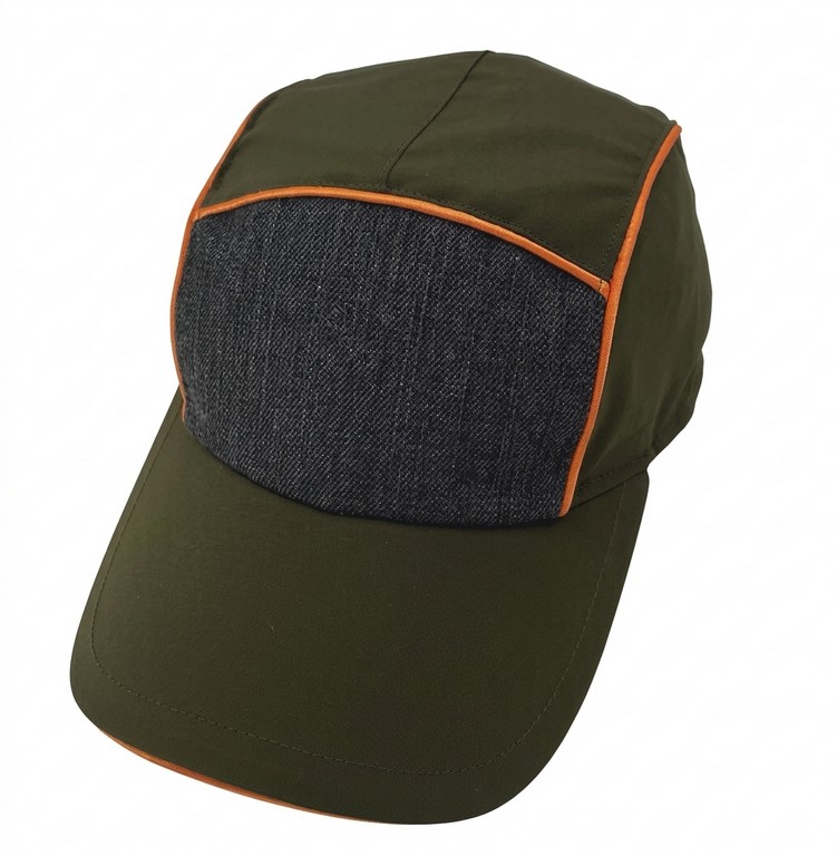 0103018 - BASEBALL 7 SPICCHI IN TESSUTO IMPERMEABILE, PIPING ARANCIO FLUO, CON ELASTICO SUL RETRO - 100% POLIESTERE - VERDE OLIVA-ARANCIO FLUO - CF 6 PZ - CAPLOW