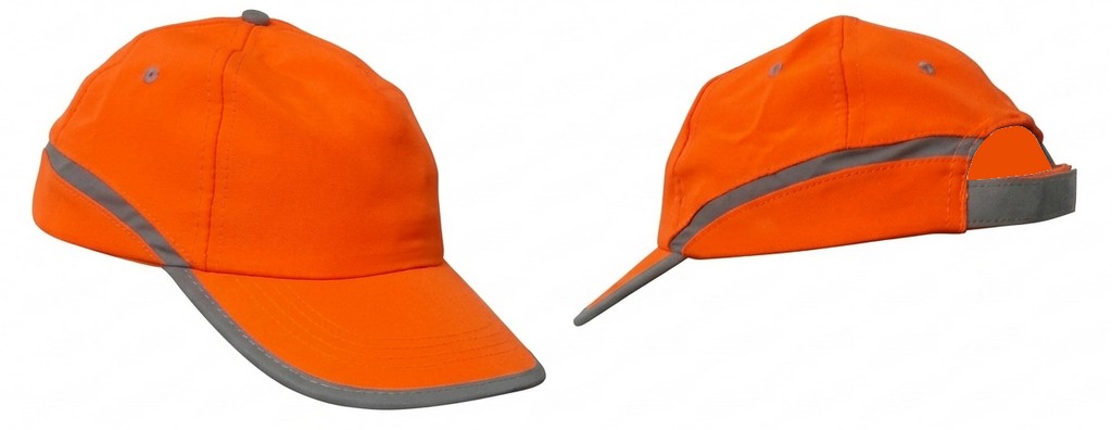 0103027 - CAPPELLO BASEBALL IN NYLON ARANCIO FLUO CON BANDE RIFLETTENTI - TAGLIA UNICA - CF 12 PZ - CAPLOW