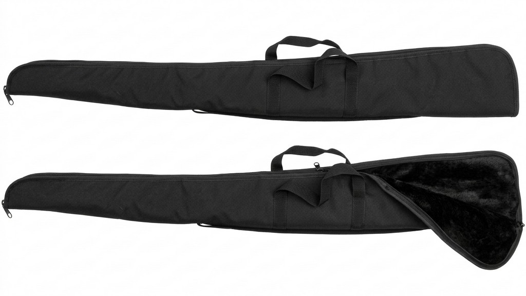 0301040 - FODERO PER FUCILE IN TESSUTO NERO 1/2 ZIP LEGGERA IMBOTTITURA CON MANICO E TRACOLLA ELASTICA - SAG NATURE