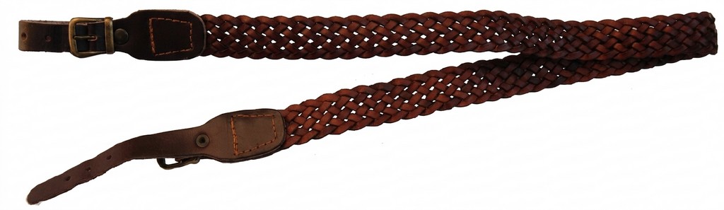 0303047 - BRETELLA IN PELLE INTRECCIATA ATTACCO LUSSO TERMINALE BRUNITO LARGHEZZA 30 MM - SAG NATURE
