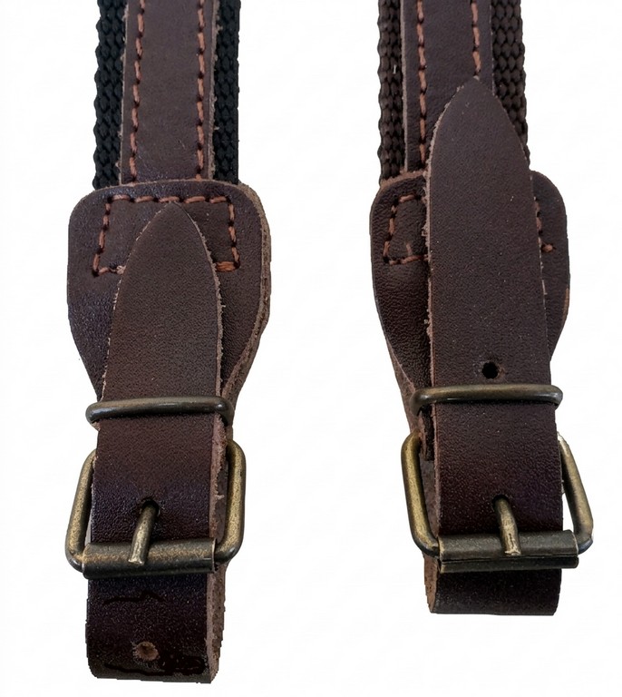 0303057 - BRETELLA NYLON MARRONE CON RIPORTO CENTRALE IN PELLE E TERMINALE SCURI LARGHEZZA 24 MM PER CAL. 36/410 - CF 6 PZ - SAG NATURE