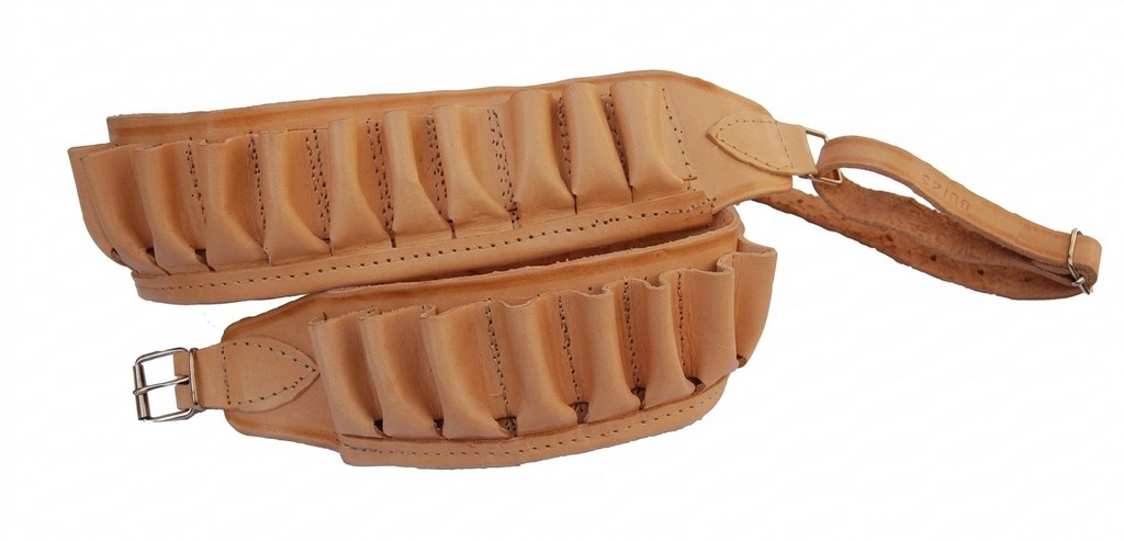 0305045 - CARTUCCIERA IN PELLE VACCHETTA CON REGOLAZIONE CAL. 12 E CAL. 20 - 30 CELLE - SAG NATURE