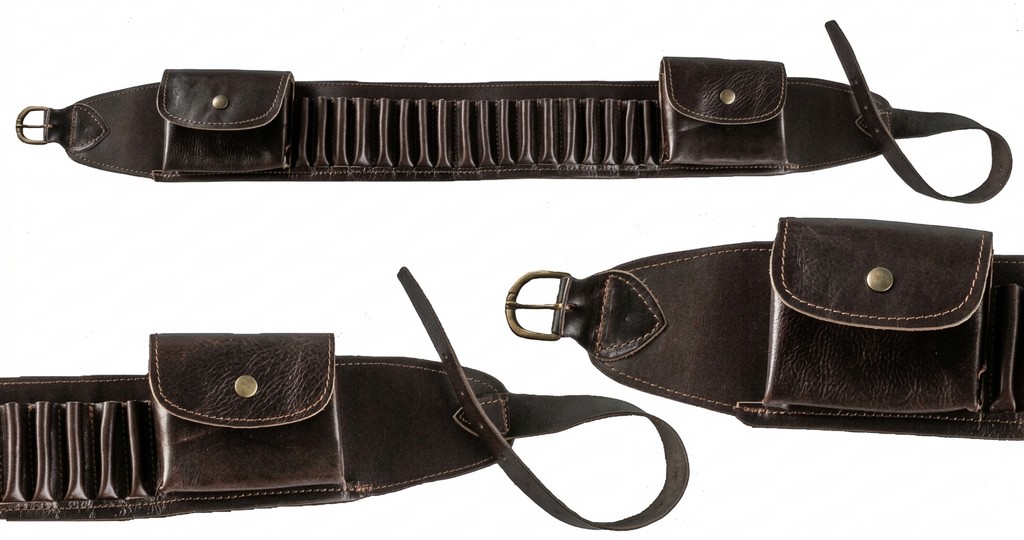 0305052 - CARTUCCIERA IN PELLE PER CARABINA CON DUE BORSE PORTACARICATORI - TUTTI I CALIBRI - SAG NATURE