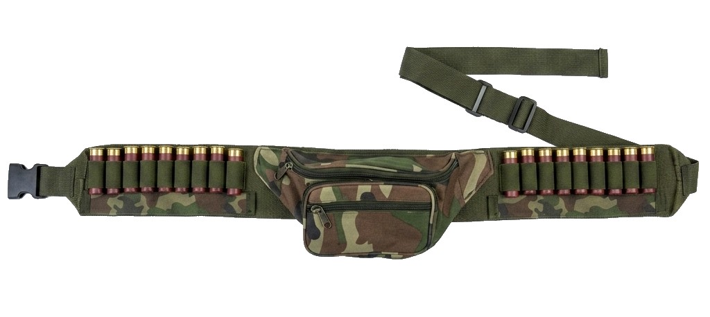 0305065 - CARTUCCIERA IN NYLON E CELLE ELASTICHE PER CARABINA CON MARSUPIO CENTRALE E CHIUSURA CON  ATTACCO A GANCIO RAPIDO - SAG NATURE