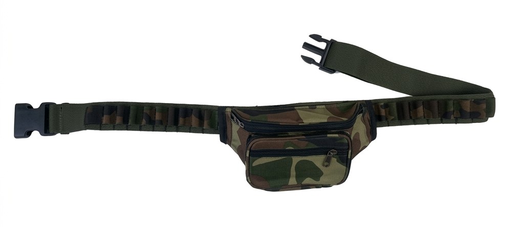 0305066 - CARTUCCIERA IN NYLON E CELLE ELASTICHE CAL-12/20 CON MARSUPIO CENTRALE E CHIUSURA CON  ATTACCO A GANCIO RAPIDO - SAG NATURE