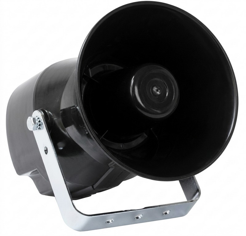 0801010 - ALTOPARLANTE/TROMBA ALTA DI COLORE NERO C/STAFFA - 50 WATT - MM 130X100X130 - MADE IN ITALY