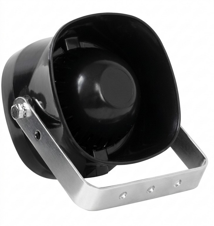 0801011 - ALTOPARLANTE/TROMBA BASSA DI COLORE NERO C/STAFFA - 50 WATT MM 106X106X72 - MADE IN ITALY