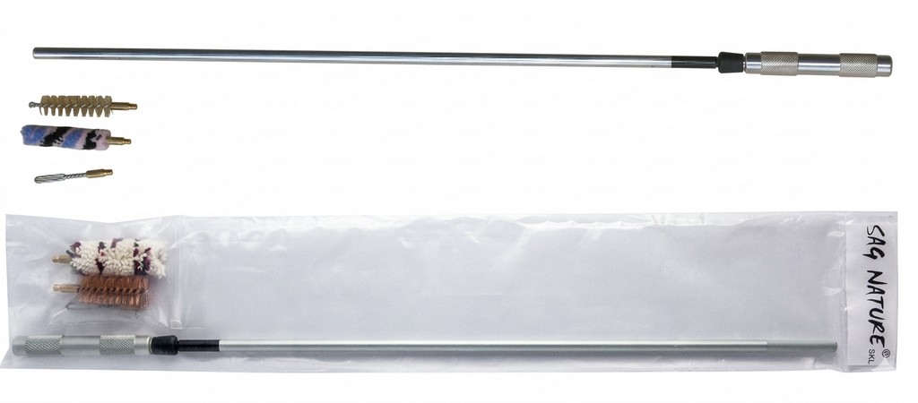 0803068 - BACCHETTA TELESCOPICA REGOLABILE IN ALLUMINIO PER PULIZIA FUCILE CON CANNE FINO A 80 CM - COMPLETA DI TRE SCOVOLI